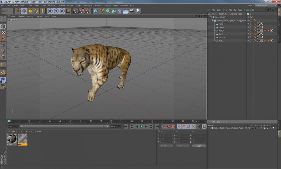 3D model Saber Tooth Tiger Walking Pose