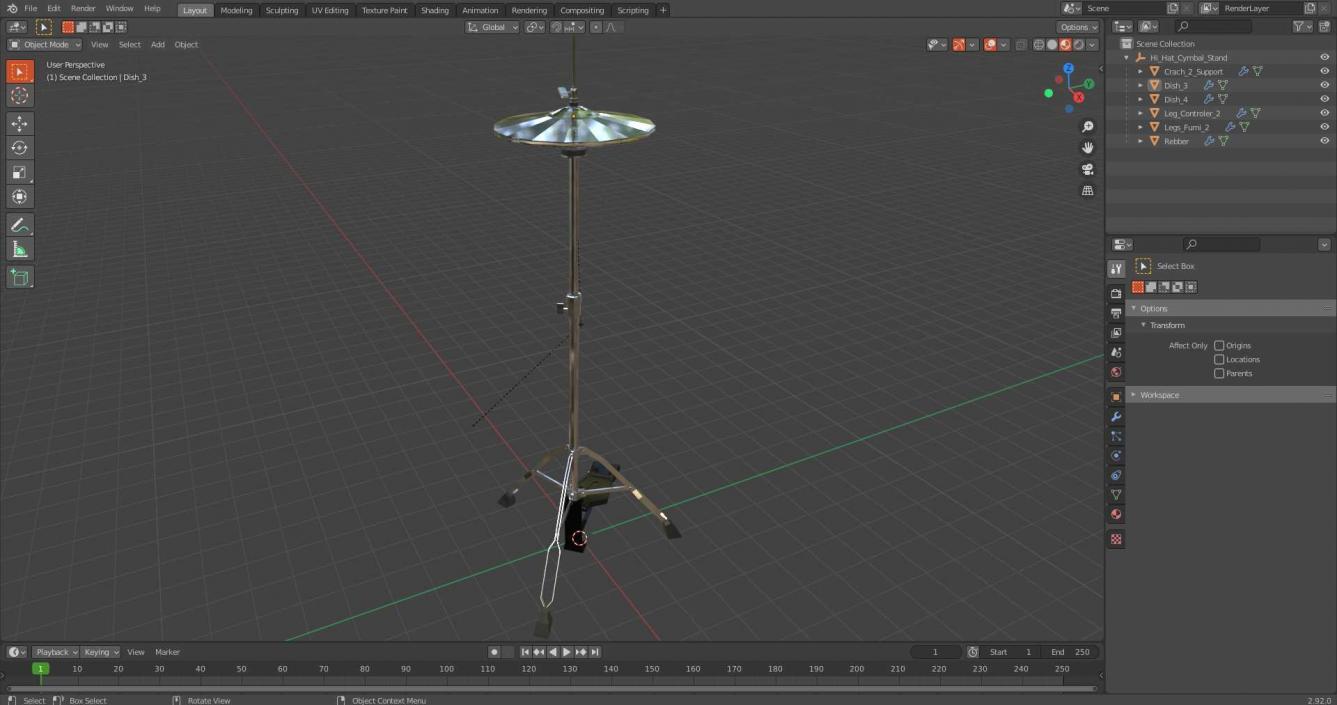 Hi-Hat Cymbal Stand 3D model