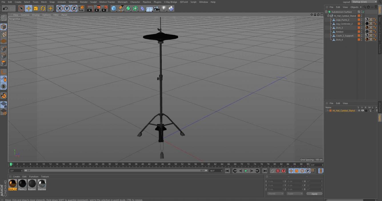 Hi-Hat Cymbal Stand 3D model