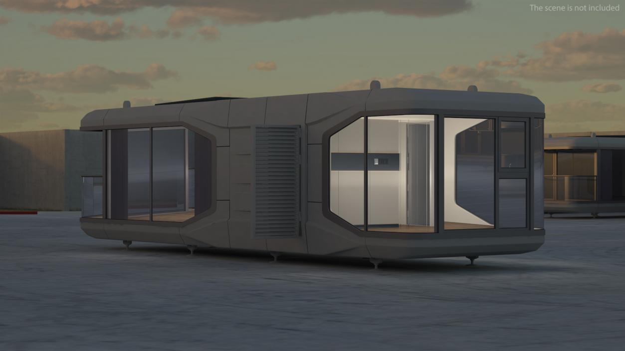 Futuristic Capsule House Lights On 3D model