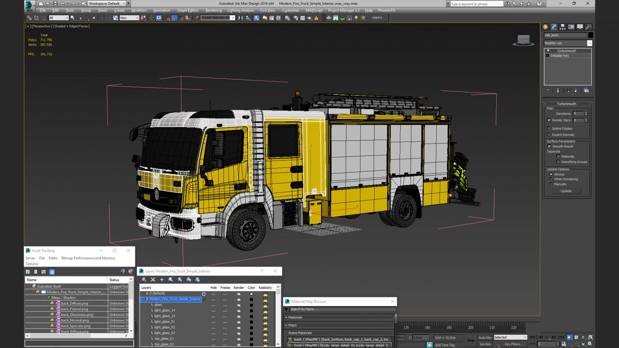 3D Modern Fire Truck Simple Interior model