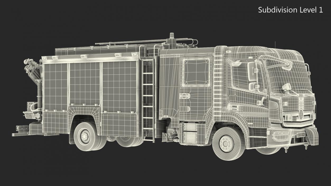 3D Modern Fire Truck Simple Interior model