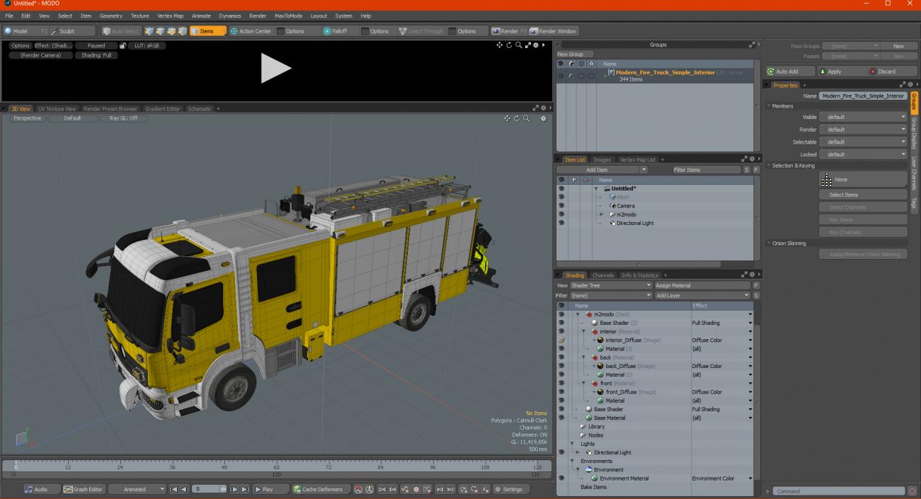 3D Modern Fire Truck Simple Interior model