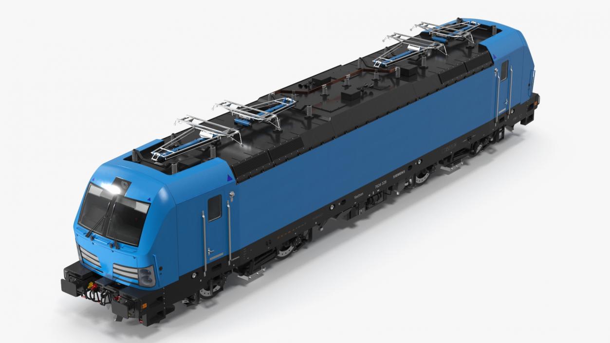 Blue Modern Locomotive Rigged 3D model