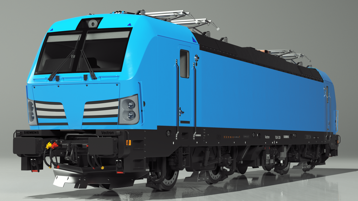 Blue Modern Locomotive Rigged 3D model