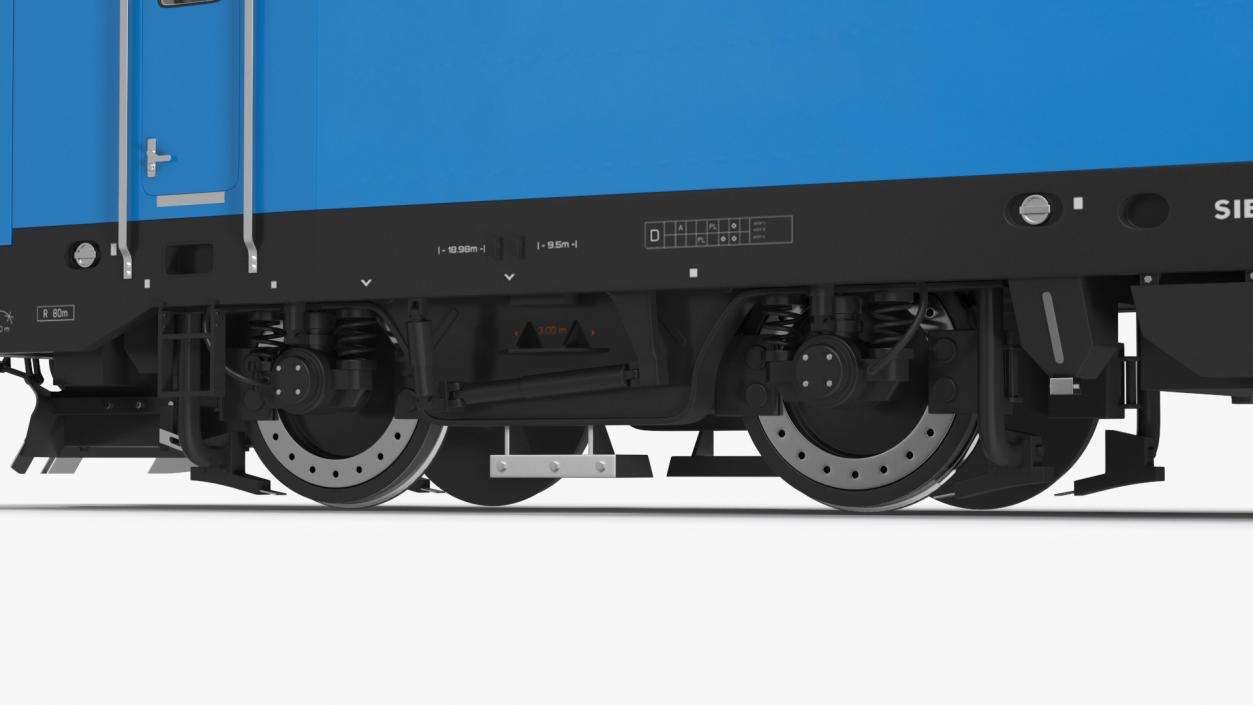 Blue Modern Locomotive Rigged 3D model