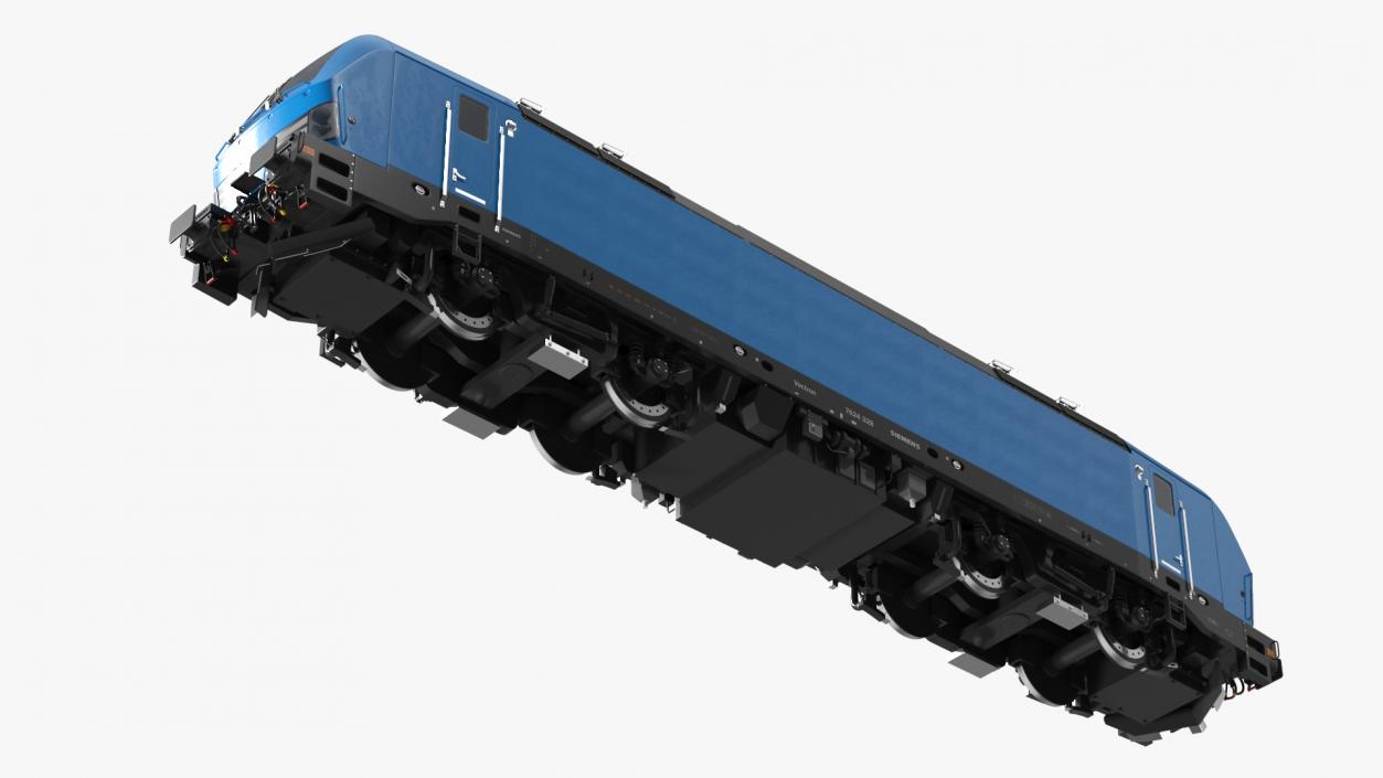 Blue Modern Locomotive Rigged 3D model