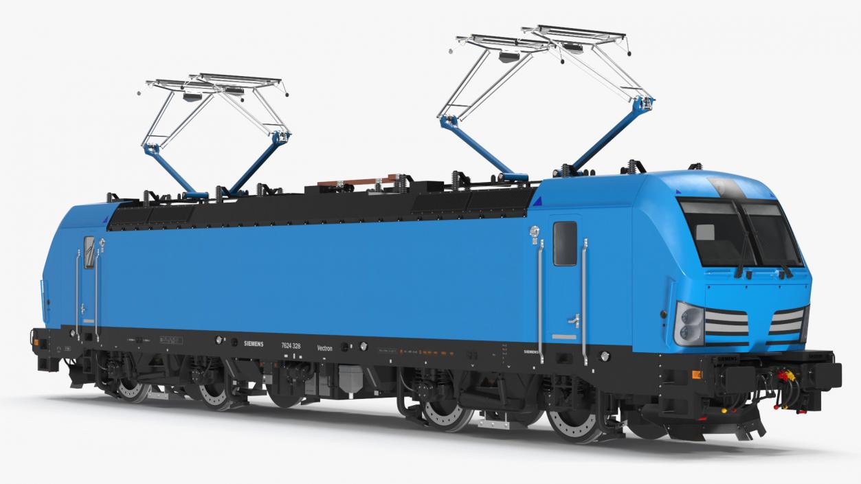 Blue Modern Locomotive Rigged 3D model