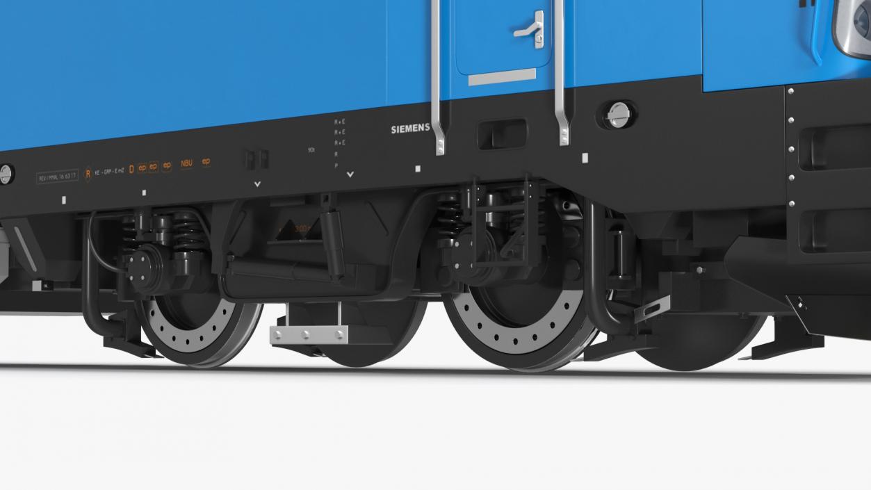 Blue Modern Locomotive Rigged 3D model