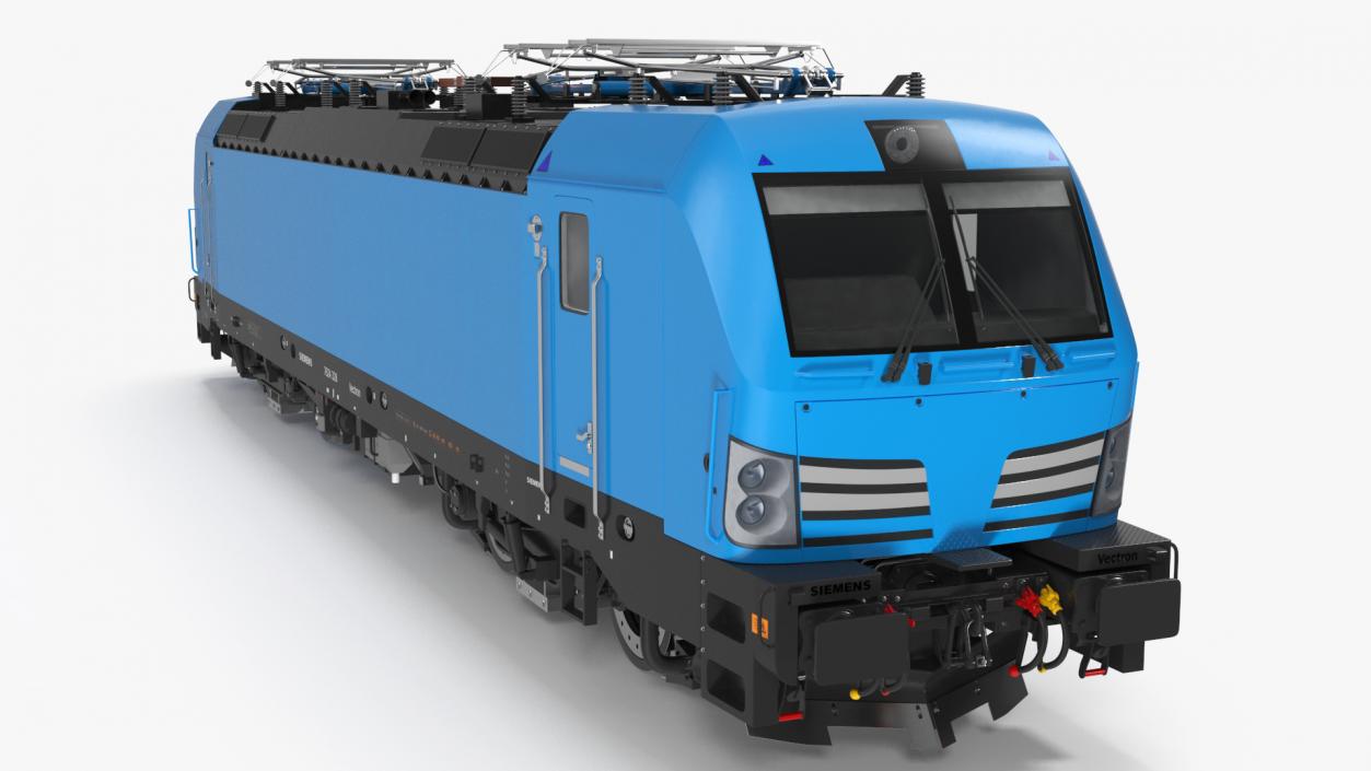 Blue Modern Locomotive Rigged 3D model