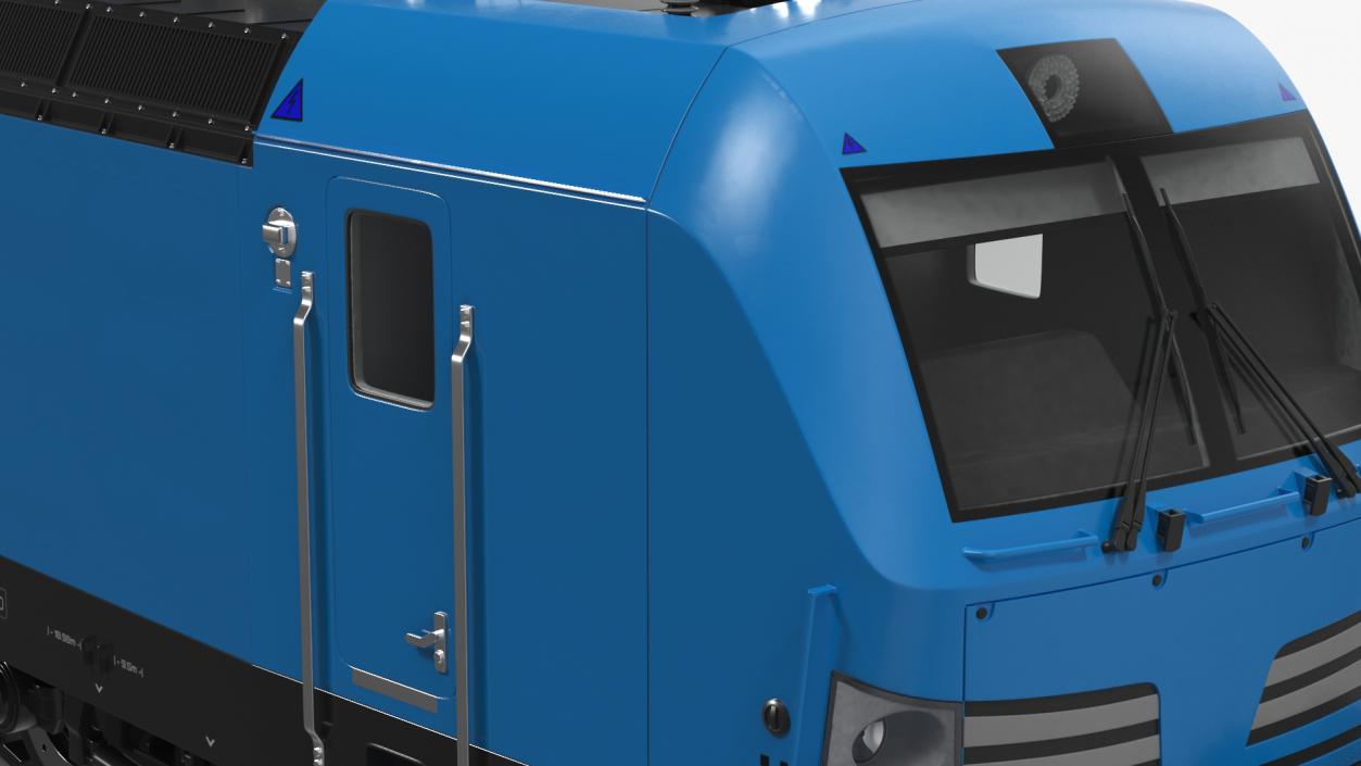 Blue Modern Locomotive Rigged 3D model