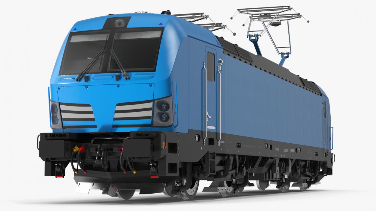 Blue Modern Locomotive Rigged 3D model