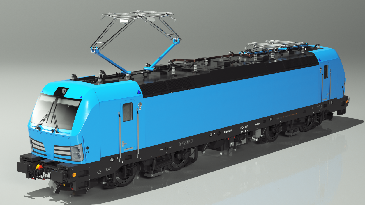 Blue Modern Locomotive Rigged 3D model