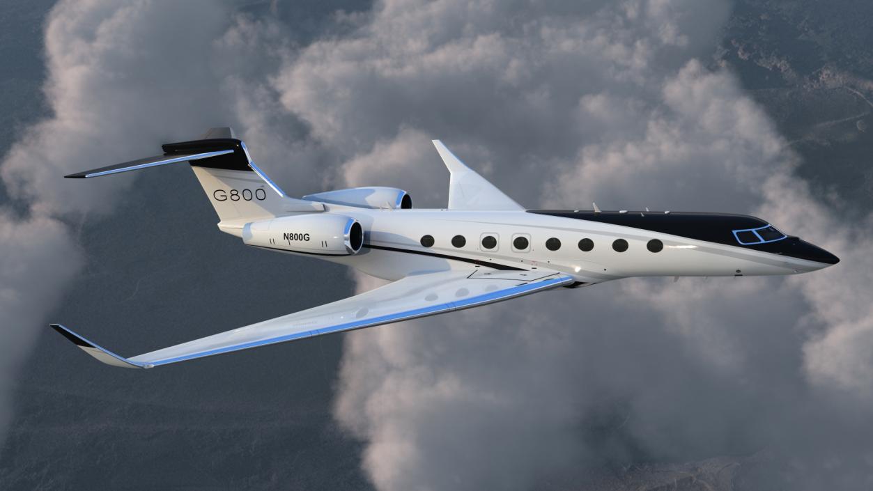 3D Large Business Jet Gulfstream G800 Flight