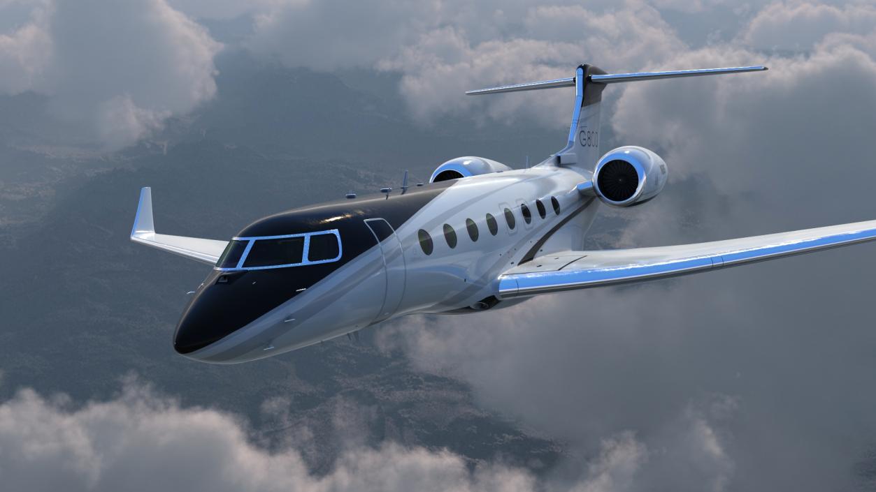 3D Large Business Jet Gulfstream G800 Flight