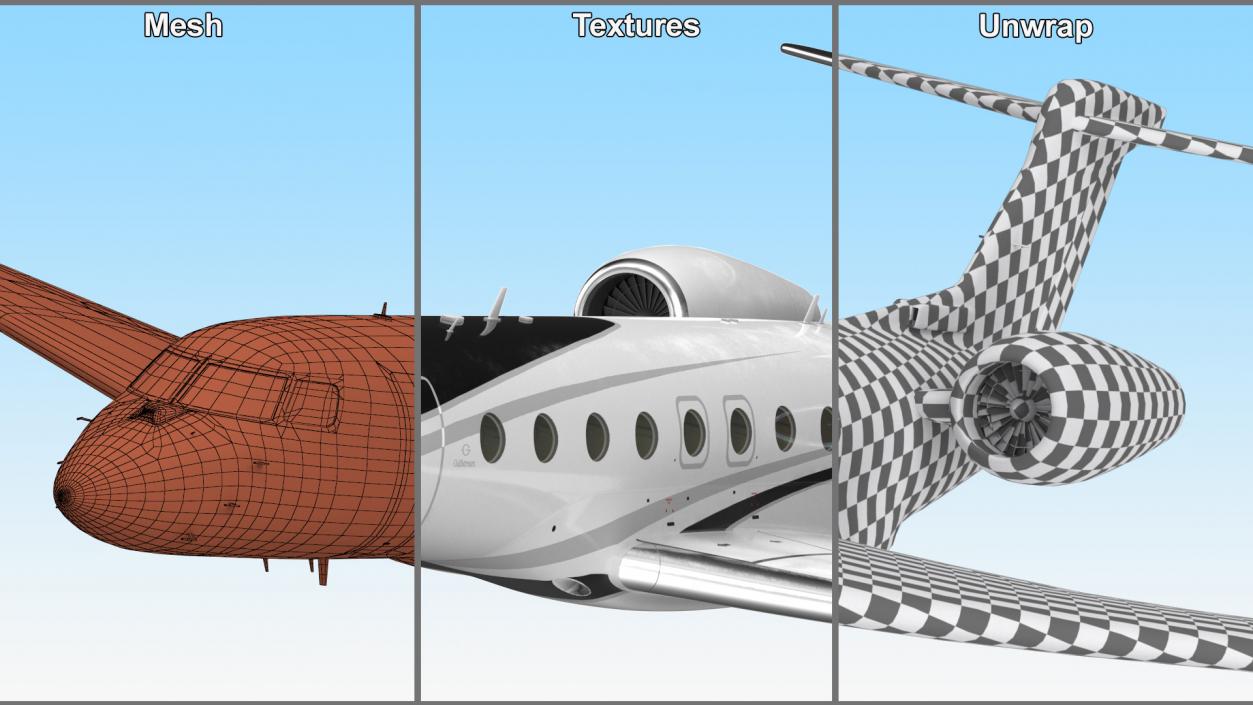 3D Large Business Jet Gulfstream G800 Flight