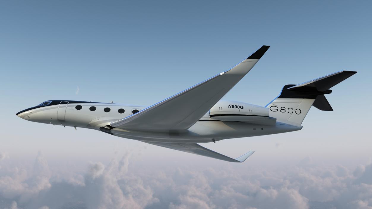 3D Large Business Jet Gulfstream G800 Flight