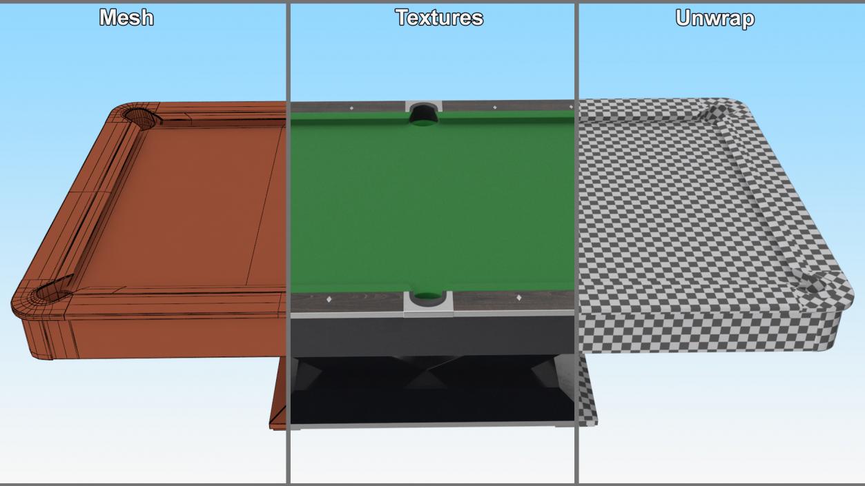 3D Professional Billiards Table 9ft Green model