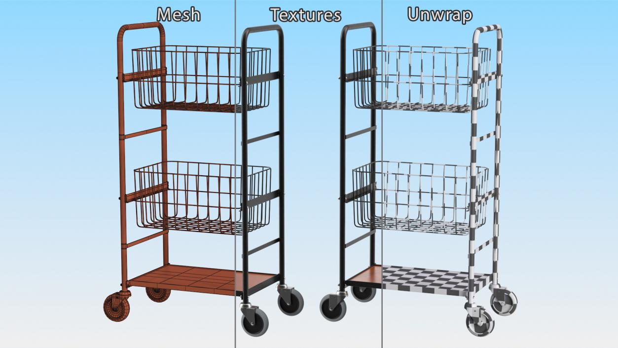 Steel Basket Trolleys Collection 3D