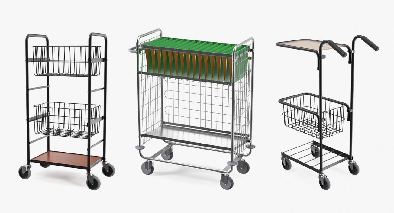 Steel Basket Trolleys Collection 3D