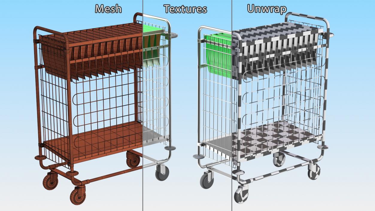 Steel Basket Trolleys Collection 3D