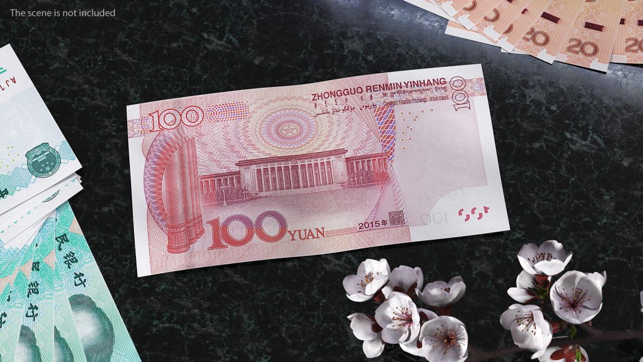 3D model Chinese 100 Yuan 2015 Banknote