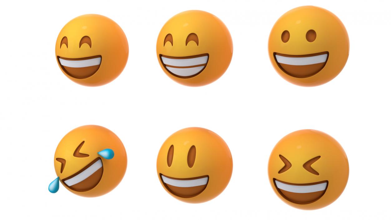 3D Set of Smiling Emoji Balls