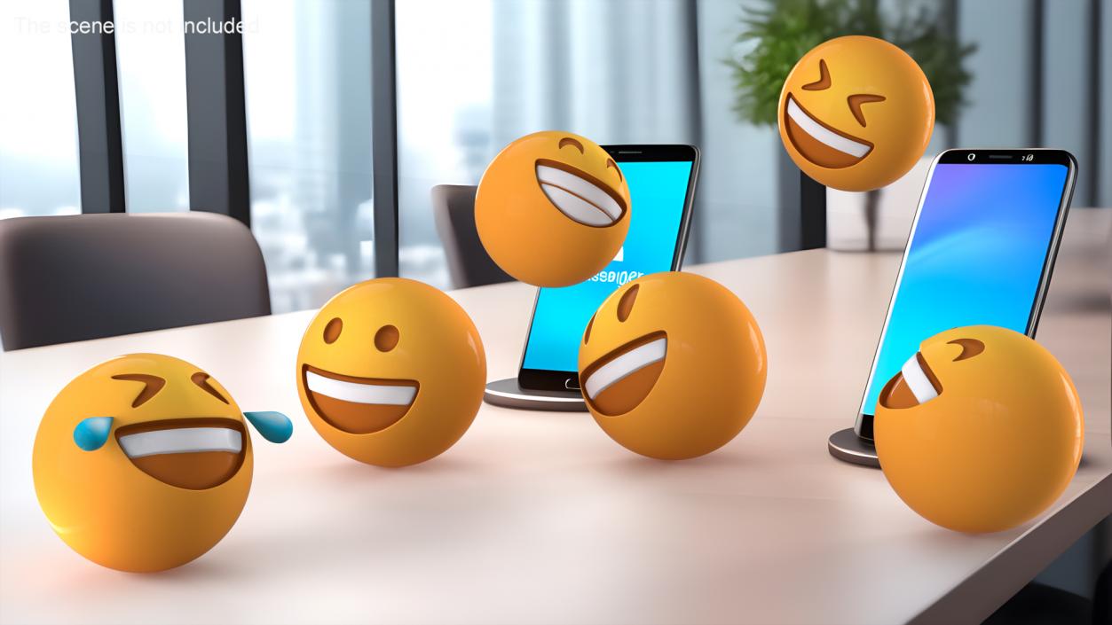 3D Set of Smiling Emoji Balls