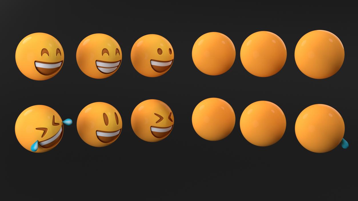 3D Set of Smiling Emoji Balls