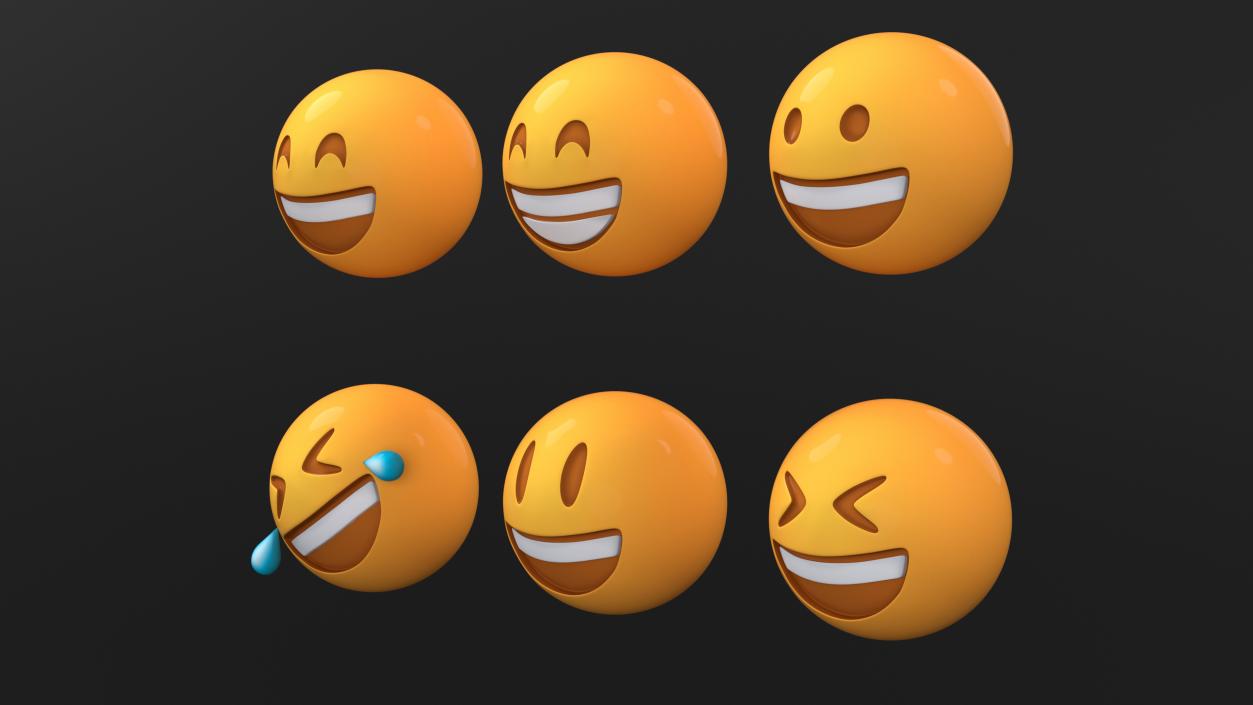 3D Set of Smiling Emoji Balls