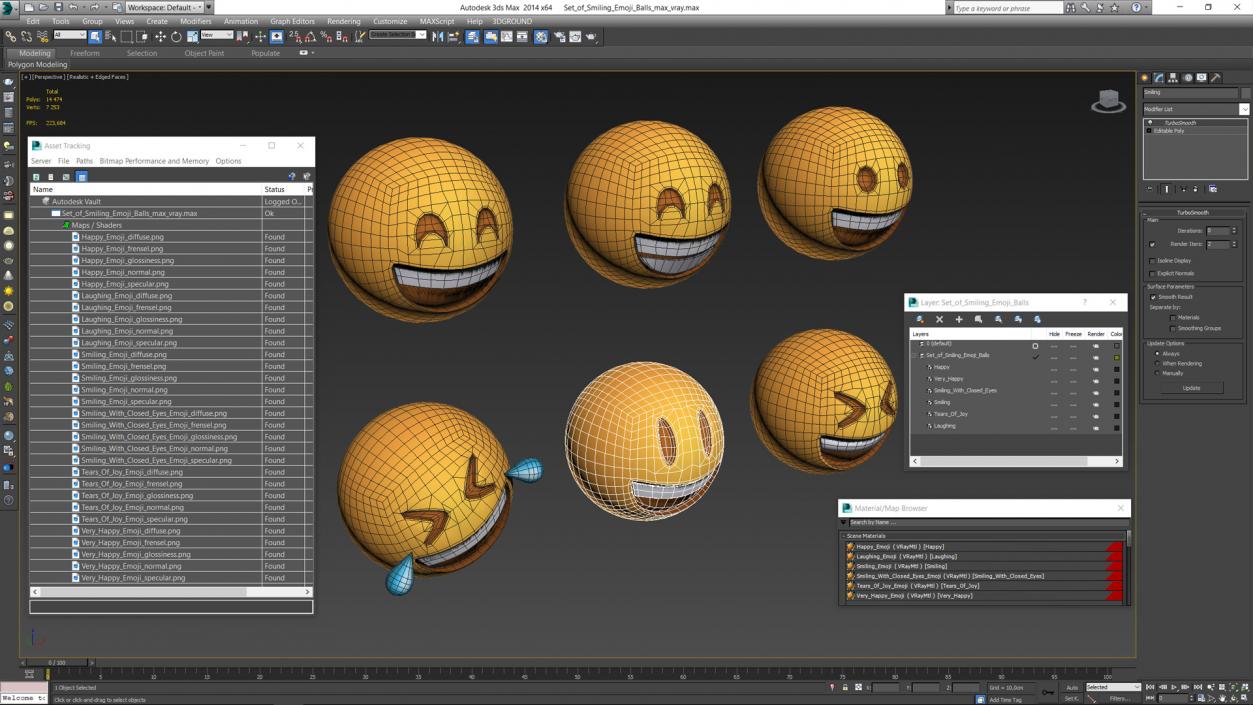 3D Set of Smiling Emoji Balls