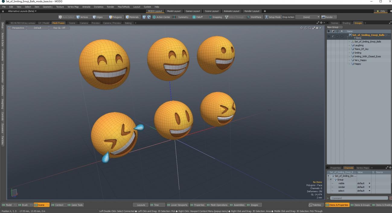 3D Set of Smiling Emoji Balls