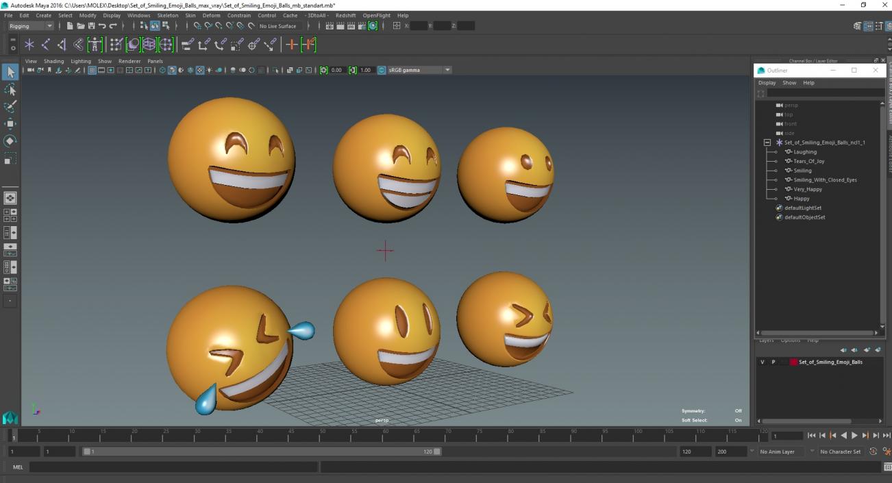 3D Set of Smiling Emoji Balls