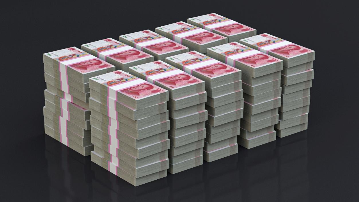 3D Stacked China Currency 100 Yuan Banknotes 2 model