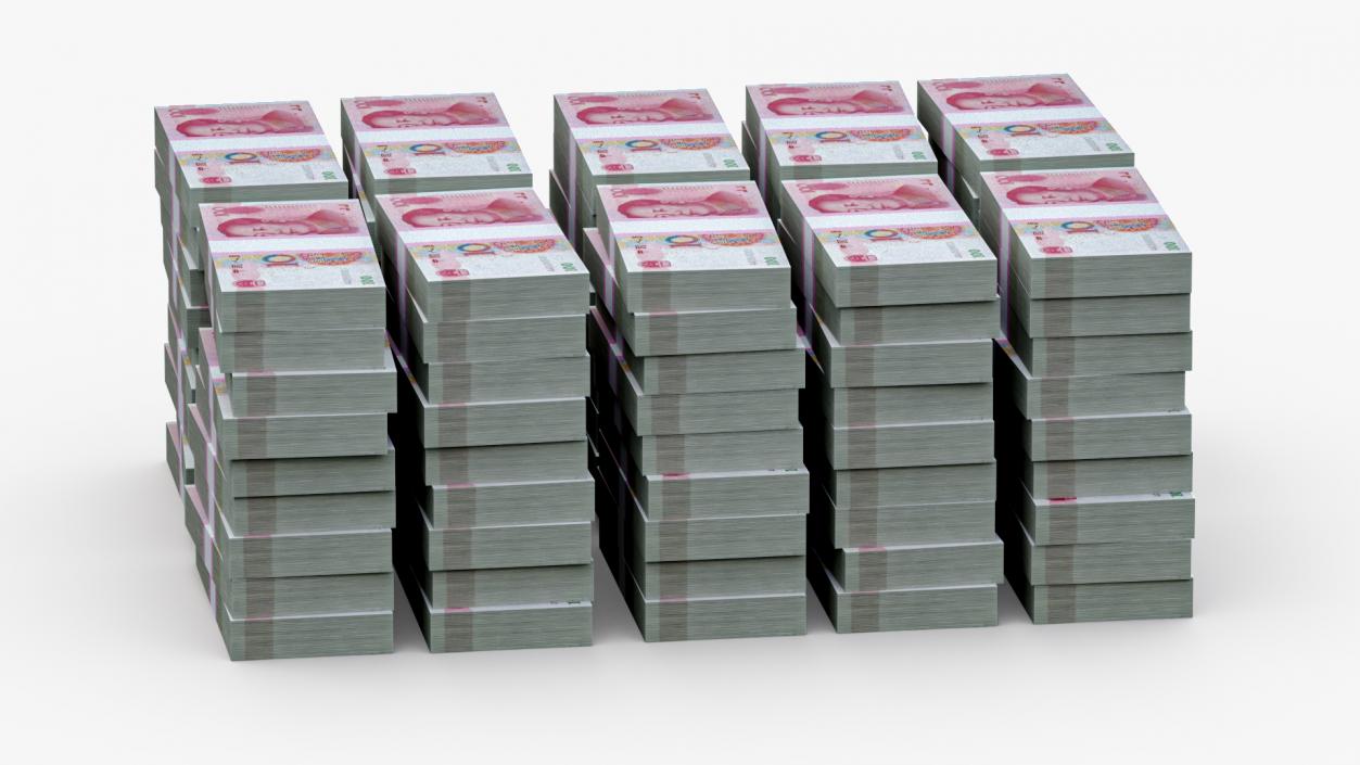 3D Stacked China Currency 100 Yuan Banknotes 2 model