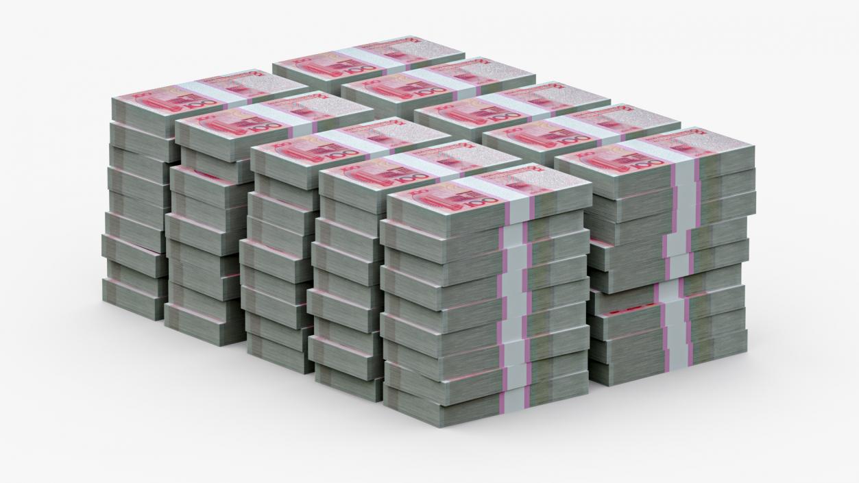 3D Stacked China Currency 100 Yuan Banknotes 2 model