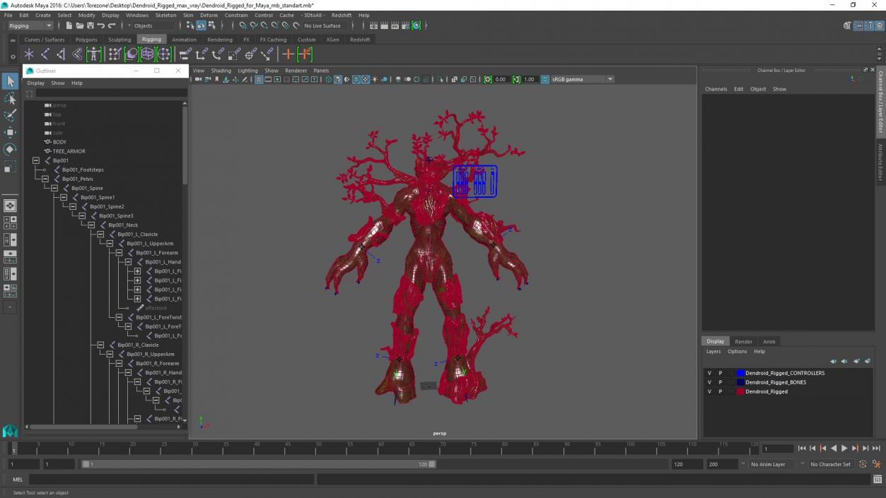 Dendroid Rigged for Maya 3D model