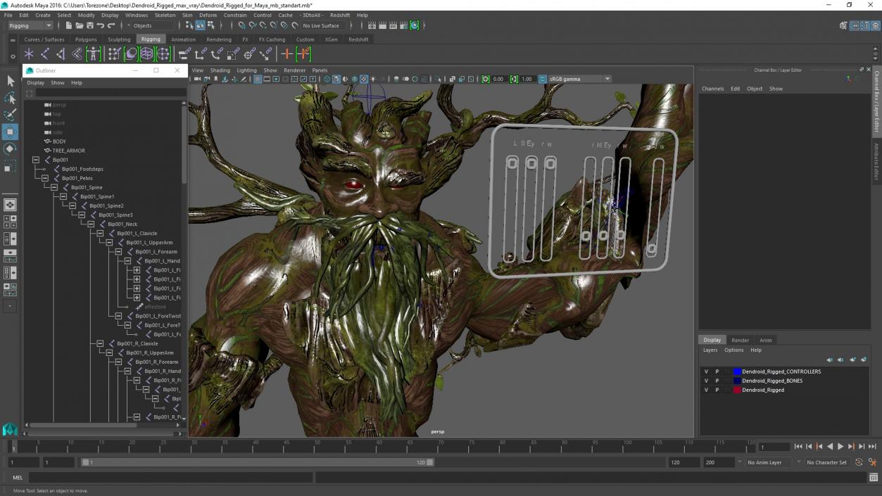 Dendroid Rigged for Maya 3D model