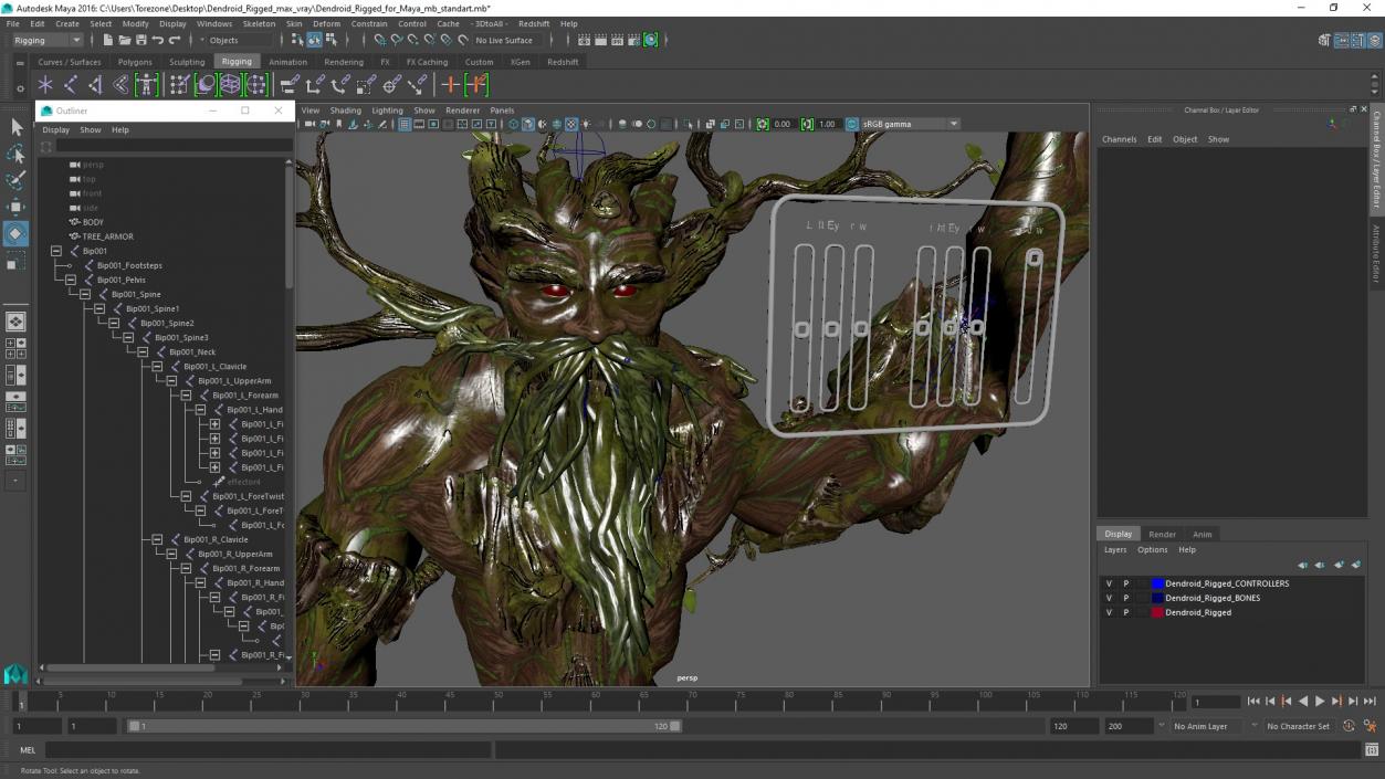 Dendroid Rigged for Maya 3D model