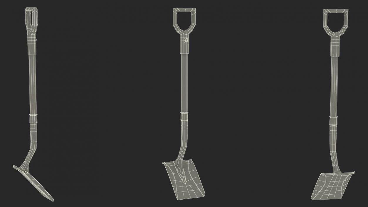 3D Flat Head Garden Shovel model