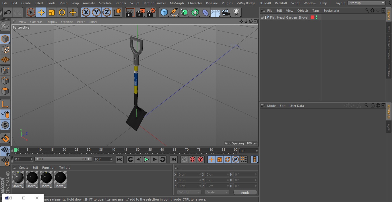 3D Flat Head Garden Shovel model