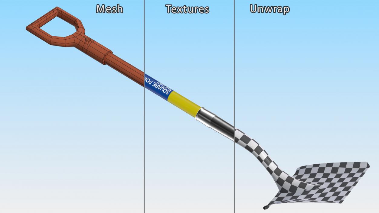 3D Flat Head Garden Shovel model