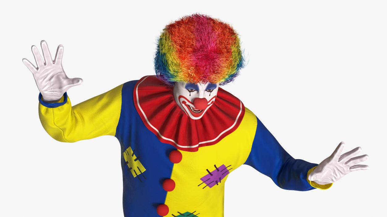 3D Adult Clown Suit Dancing Pose Fur model