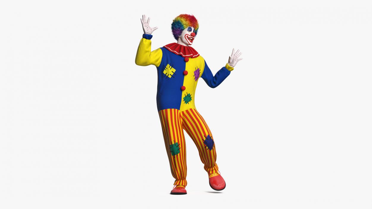 3D Adult Clown Suit Dancing Pose Fur model