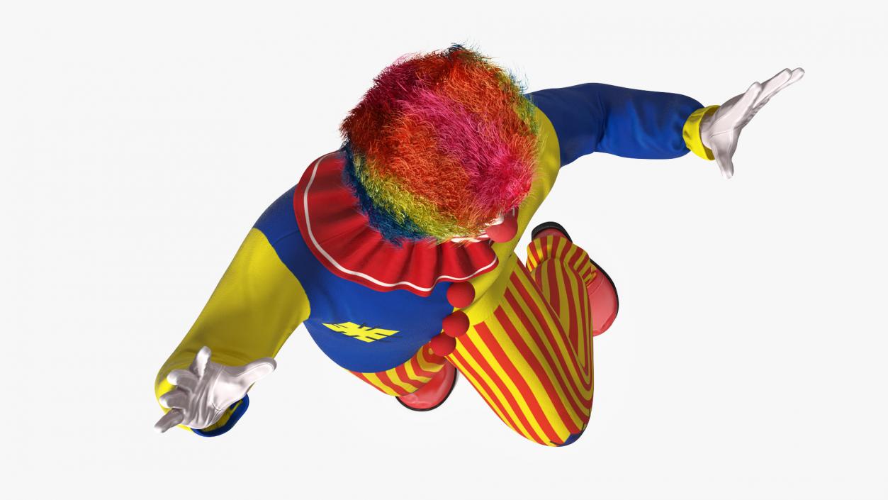 3D Adult Clown Suit Dancing Pose Fur model