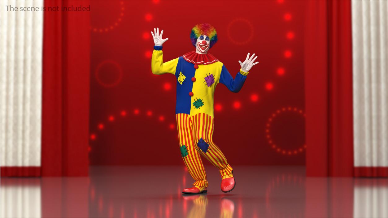 3D Adult Clown Suit Dancing Pose Fur model