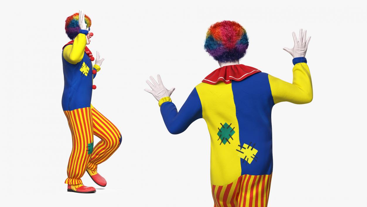 3D Adult Clown Suit Dancing Pose Fur model