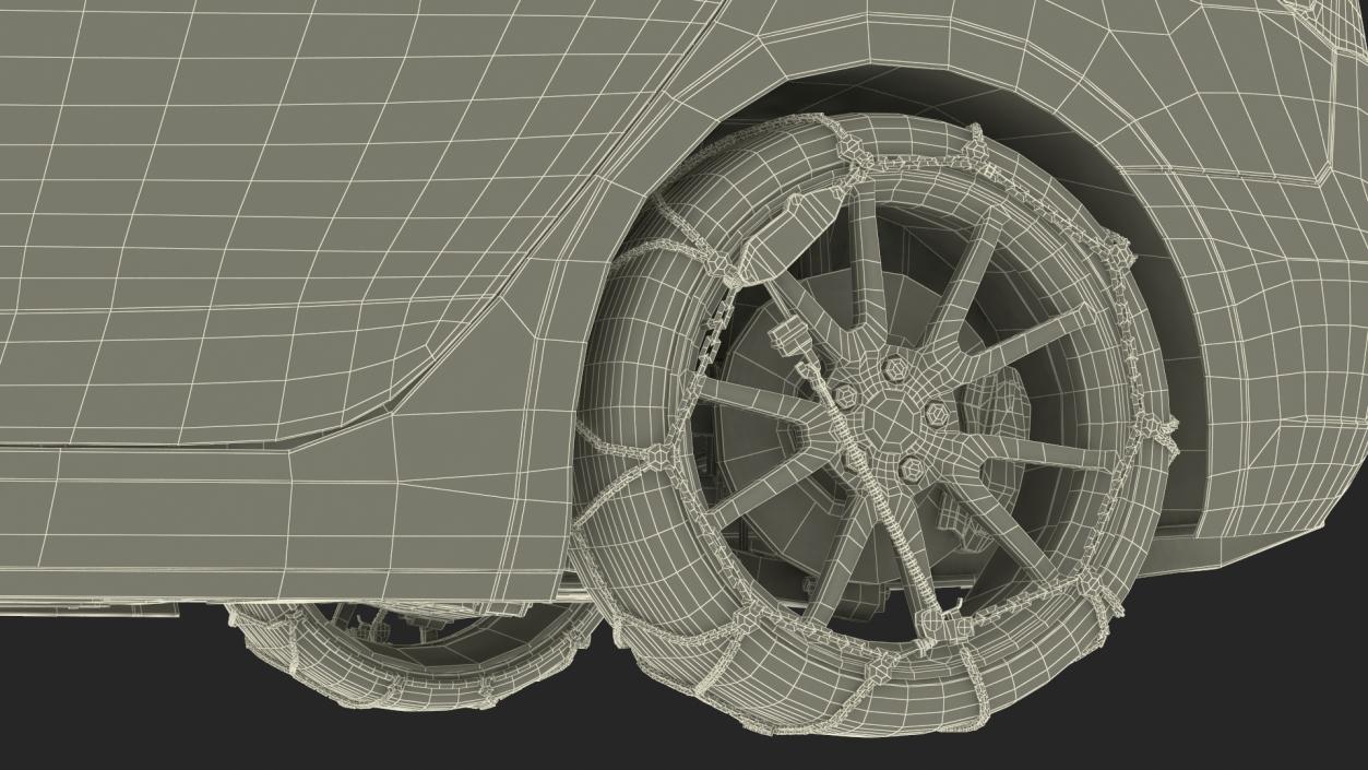 Snow Chains on Tesla Wheels 3D