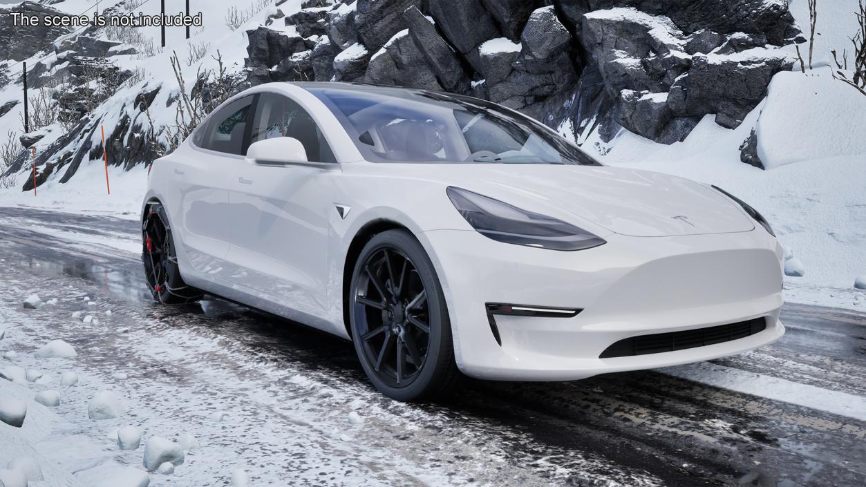 Snow Chains on Tesla Wheels 3D