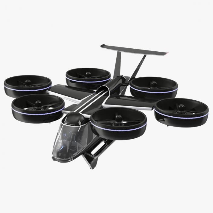 3D Electric Flying Taxi Bell Nexus Lights On Rigged model